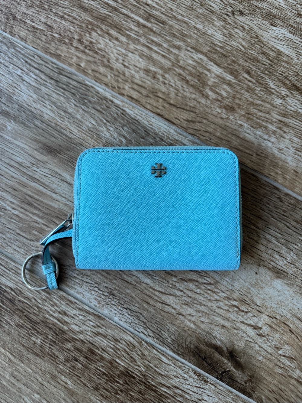 Tory Burch Blue Saffiano Coin Purse Wallet